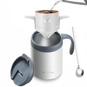 Portable Pour-Over Coffee, 304 Stainless Steel Coffee Mug, Foldable Filter Dripper with Stirring Spoon Travel Coffee Kit—White In Australia - Darrahopens