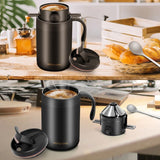 Portable Pour-Over Coffee, 304 Stainless Steel Coffee Mug, Foldable Filter Dripper with Stirring Spoon Travel Coffee Kit—White