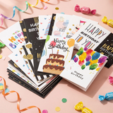 24 PCS Black Gold Happy Birthday Cards Set, Assorted Birthday Greeting Cards with Envelopes