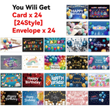 Happy Birthday Greeting Cards Set, 24Pcs Birthday Note Cards with Envelopes