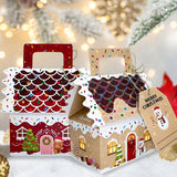 Christmas Gingerbread House Candy Boxes, 4 Designs Paper Gift Boxes 24 Pcs Set