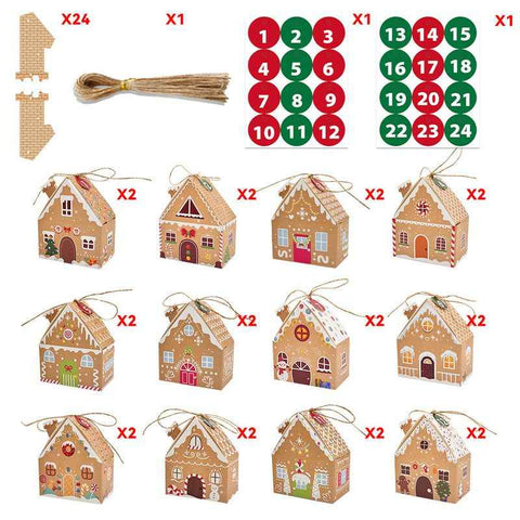 Kraft Paper Christmas House Gift Boxes, 12 Designs Candy Treat Boxes 24 Pcs Set In Australia - Darrahopens