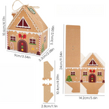 Kraft Paper Christmas House Gift Boxes, 12 Designs Candy Treat Boxes 24 Pcs Set