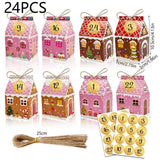 Colorful Gingerbread House Christmas Boxes, 4 Designs Candy Cookie Paper Boxes 24 Pcs Set In Australia - Darrahopens