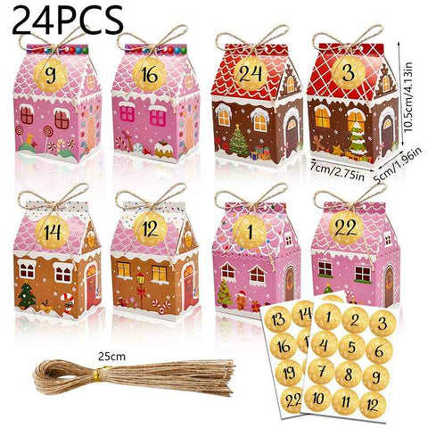 Colorful Gingerbread House Christmas Boxes, 4 Designs Candy Cookie Paper Boxes 24 Pcs Set In Australia - Darrahopens