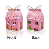 Colorful Gingerbread House Christmas Boxes, 4 Designs Candy Cookie Paper Boxes 24 Pcs Set