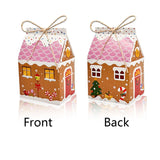 Colorful Gingerbread House Christmas Boxes, 4 Designs Candy Cookie Paper Boxes 24 Pcs Set