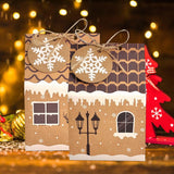 Plain Kraft Christmas House Gift Boxes, 4 Designs Gingerbread House Treat Boxes 24 Pcs Set