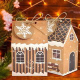 Plain Kraft Christmas House Gift Boxes, 4 Designs Gingerbread House Treat Boxes 24 Pcs Set