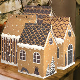 Plain Kraft Christmas House Gift Boxes, 4 Designs Gingerbread House Treat Boxes 24 Pcs Set