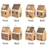 Plain Kraft Christmas House Gift Boxes, 4 Designs Gingerbread House Treat Boxes 24 Pcs Set