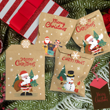 Cartoon Santa Christmas Kraft Gift Bags, 24Pcs Holiday Candy Treat Paper Bags Set