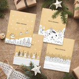 Black White Sketch Christmas Kraft Paper Bags, 24Pcs Xmas Treat Gift Bags Set