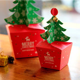 3D Christmas Tree Gift Boxes, Christmas Apple Candy Packaging Box Set Includes 10 Boxes & 10 Bells-S