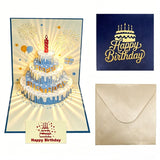 3-Piece Set of 3D Pop-Up Birthday Cake Cards, Creative Handmade Greeting Cards with LED Lights—Blue In Australia - Darrahopens