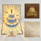 3-Piece Set of 3D Pop-Up Birthday Cake Cards, Creative Handmade Greeting Cards with LED Lights—Brown In Australia - Darrahopens