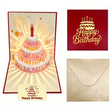 3-Piece Set of 3D Pop-Up Birthday Cake Cards, Creative Handmade Greeting Cards with LED Lights—Red In Australia - Darrahopens