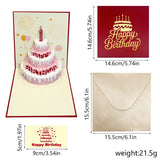 3-Piece Set of 3D Pop-Up Birthday Cake Cards, Creative Handmade Greeting Cards with LED Lights—Red In Australia - Darrahopens