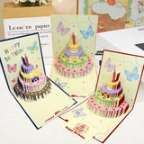 3-Pack - Butterfly 3D Pop-Up Birthday Cake Card, LED Light Creative Greeting Card Set - Blue In Australia - Darrahopens