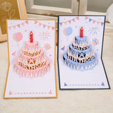 3-Pack - 3D Pop-Up Birthday Cake Card, Paper Craft Greeting Card with LED Light & Automatic Music - Blue In Australia - Darrahopens