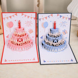 2PCS-3D Pop-Up Birthday Cake Card, Paper Craft Greeting Card with LED Light & Voice Recording - Blue In Australia - Darrahopens