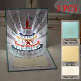 3D Pop-Up Birthday Cake Greeting Card, Paper Craft Card with LED Light & Automatic Pure Music—3-Pack—Cyan In Australia - Darrahopens