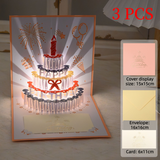 3D Pop-Up Birthday Cake Greeting Card, Paper Craft Card with LED Light & Automatic Pure Music—3-Pack—Pink In Australia - Darrahopens