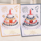 3D Pop-Up Birthday Cake Greeting Card, Paper Craft Card with LED Light & Voice Recording Function—2-Pack—Gold In Australia - Darrahopens