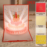 3PCS-Cream Cake 3D Pop-Up Birthday Card, Paper Craft Greeting Card with LED Light & Auto Pure Music - Red In Australia - Darrahopens