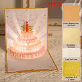 3PCS-Cream Cake 3D Pop-Up Birthday Card, Paper Craft Greeting Card with LED Light & Auto Pure Music—Gold Pink In Australia - Darrahopens
