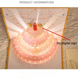 2PCS-Cream Cake 3D Pop-Up Birthday Card, Paper Craft Greeting Card with LED Light & Voice Recording - Red In Australia - Darrahopens
