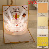 3PCS-Heart Cake 3D Pop-Up Birthday Card, Premium Foldable Greeting Card with LED Light & Auto Pure Music—Gold In Australia - Darrahopens