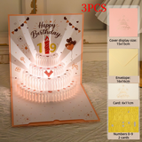 3PCS-Heart Cake 3D Pop-Up Birthday Card, Premium Foldable Greeting Card with LED Light & Auto Pure Music—Pink In Australia - Darrahopens