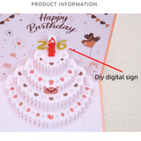 3PCS-Heart Cake 3D Pop-Up Birthday Card, Premium Foldable Greeting Card with LED Light & Auto Pure Music - Red In Australia - Darrahopens