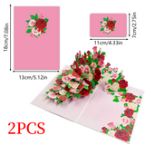 2PCS-Red & Pink Rose Bouquet 3D Pop Up Card, Romantic Paper Craft Festival Greeting Message Card In Australia - Darrahopens