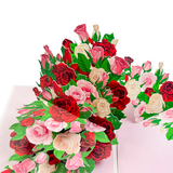 2PCS-Red & Pink Rose Bouquet 3D Pop Up Card, Romantic Paper Craft Festival Greeting Message Card In Australia - Darrahopens