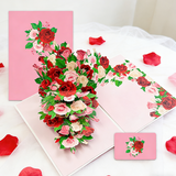2PCS-Red & Pink Rose Bouquet 3D Pop Up Card, Romantic Paper Craft Festival Greeting Message Card In Australia - Darrahopens