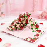 2PCS-Red & Pink Rose Bouquet 3D Pop Up Card, Romantic Paper Craft Festival Greeting Message Card In Australia - Darrahopens