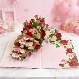 2PCS-Red & Pink Rose Bouquet 3D Pop Up Card, Romantic Paper Craft Festival Greeting Message Card In Australia - Darrahopens