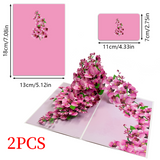 2PCS-Pink Orchid Bouquet 3D Pop Up Card, Exquisite Paper Craft Festival Greeting Message Card In Australia - Darrahopens