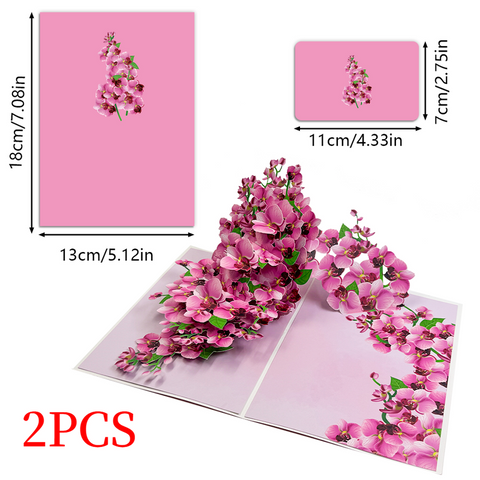 2PCS-Pink Orchid Bouquet 3D Pop Up Card, Exquisite Paper Craft Festival Greeting Message Card In Australia - Darrahopens