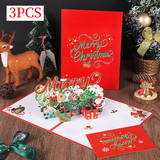 3PCS-Merry Christmas 3D Pop Up Card, Creative Paper Craft Holiday Greeting Message Card In Australia - Darrahopens