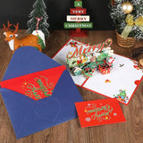 3PCS-Merry Christmas 3D Pop Up Card, Creative Paper Craft Holiday Greeting Message Card