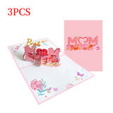 3-Pack - Mother's Day “MOM” Flower 3D Pop-Up Card, Creative Paper Craft Thank You Greeting Card - Pink In Australia - Darrahopens