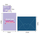 3-Pack - Mother's Day “MOM” Flower 3D Pop-Up Card, Creative Paper Craft Thank You Greeting Card - Light Purple