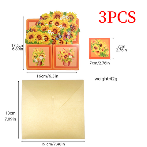 3PCS-Sunflower Butterfly Box 3D Pop Up Card, Warm Pop-out Holiday Greeting Card In Australia - Darrahopens