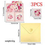 3PCS-Pink Peony Mixed Flower Box 3D Pop Up Card, Soft Girly Bouquet Pop-out Holiday Greeting Card In Australia - Darrahopens