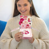 3PCS-Pink Peony Mixed Flower Box 3D Pop Up Card, Soft Girly Bouquet Pop-out Holiday Greeting Card