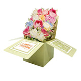 3PCS-Light Green Birthday Mixed Flowers Box 3D Pop Up Card, Colorful Bouquet Birthday Greeting Card In Australia - Darrahopens