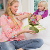 3PCS-Light Green Birthday Mixed Flowers Box 3D Pop Up Card, Colorful Bouquet Birthday Greeting Card